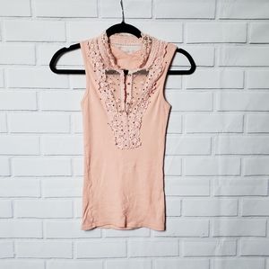 33. BLUSH PINK Lacey Sleeveless Top Size Small